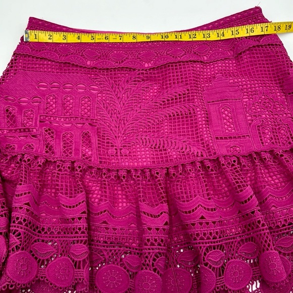 Farm Rio Morada Boa Guipire Lace Pink Mini Skirt Size XL - Picture 15 of 17